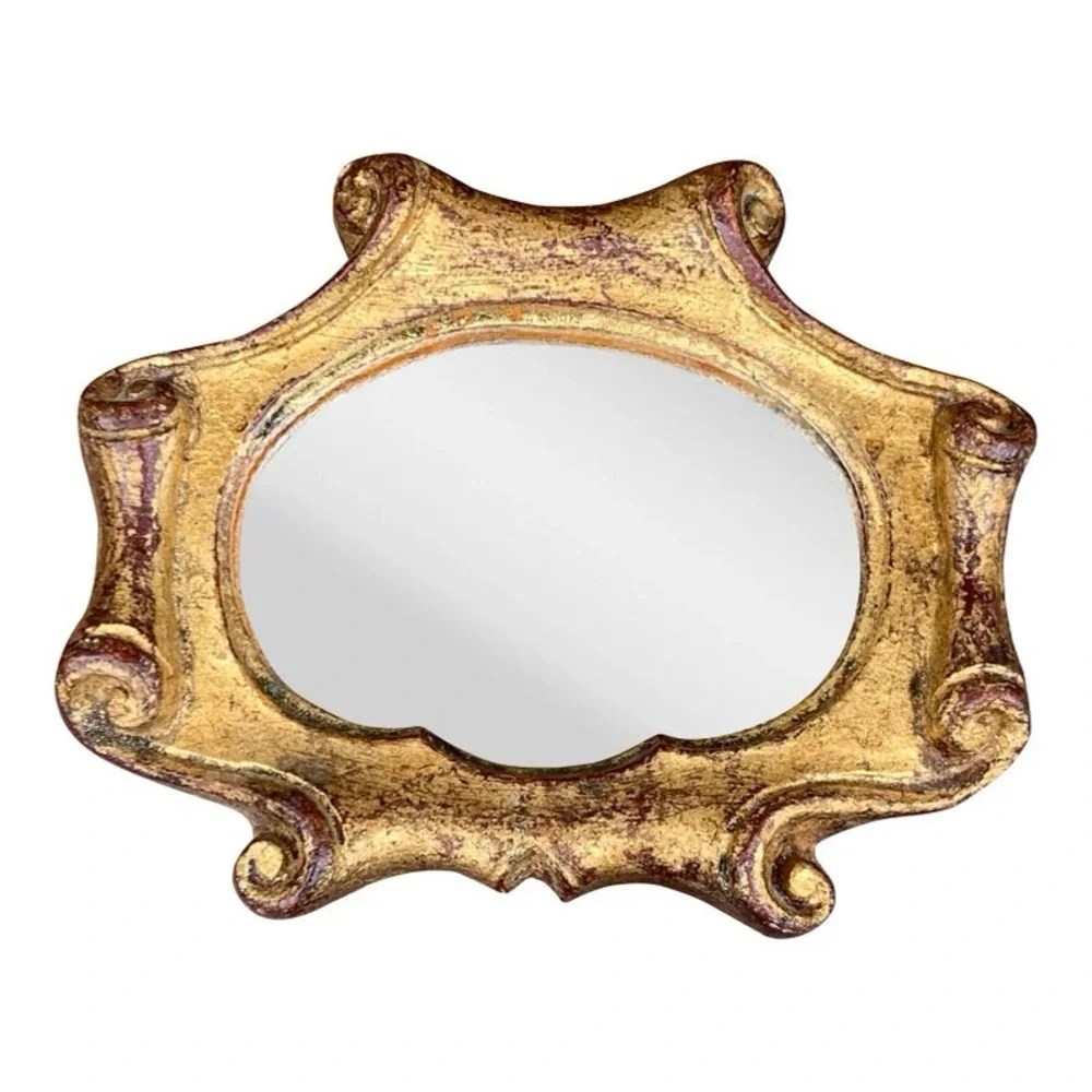 Italian Florentine Baroque Gold Giltwood Antique Wall Mirror